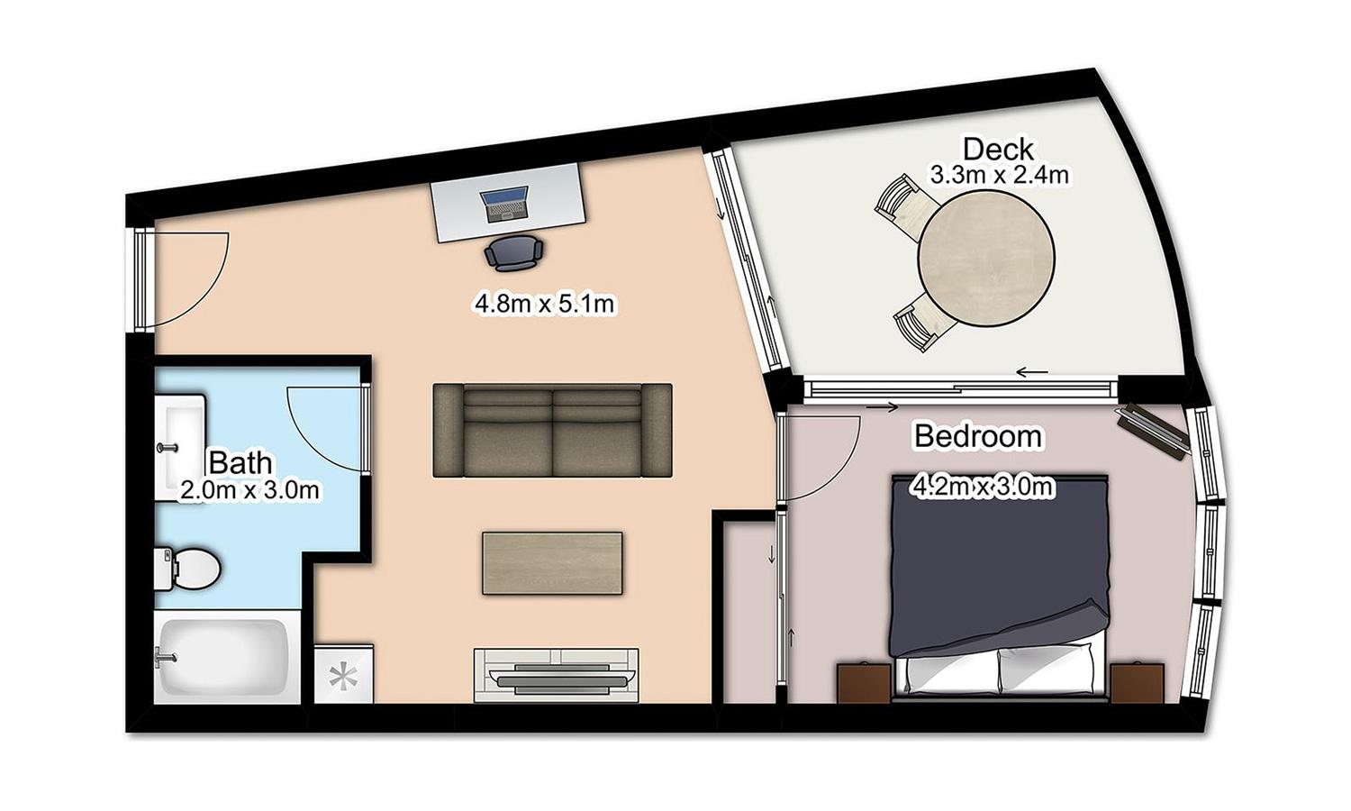 The Point Brisbane Hotel Luaran gambar A floorplan of a typical studio apartment